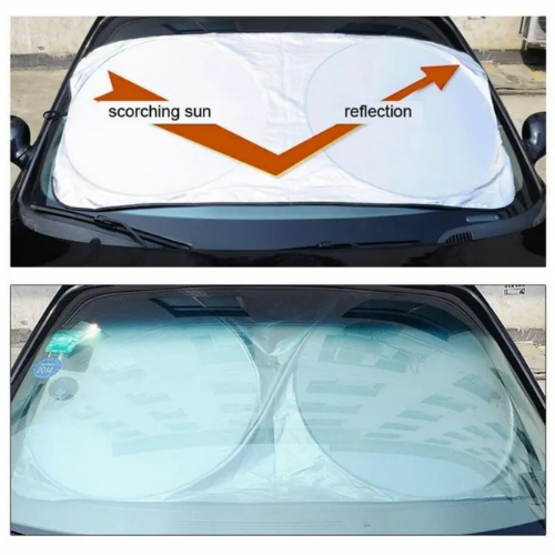 6Pcs Car Windshield Sun Shade Set Silver Coated Cloth Car Windshield Cover Front Rear Window Visor BY-342 - Silver