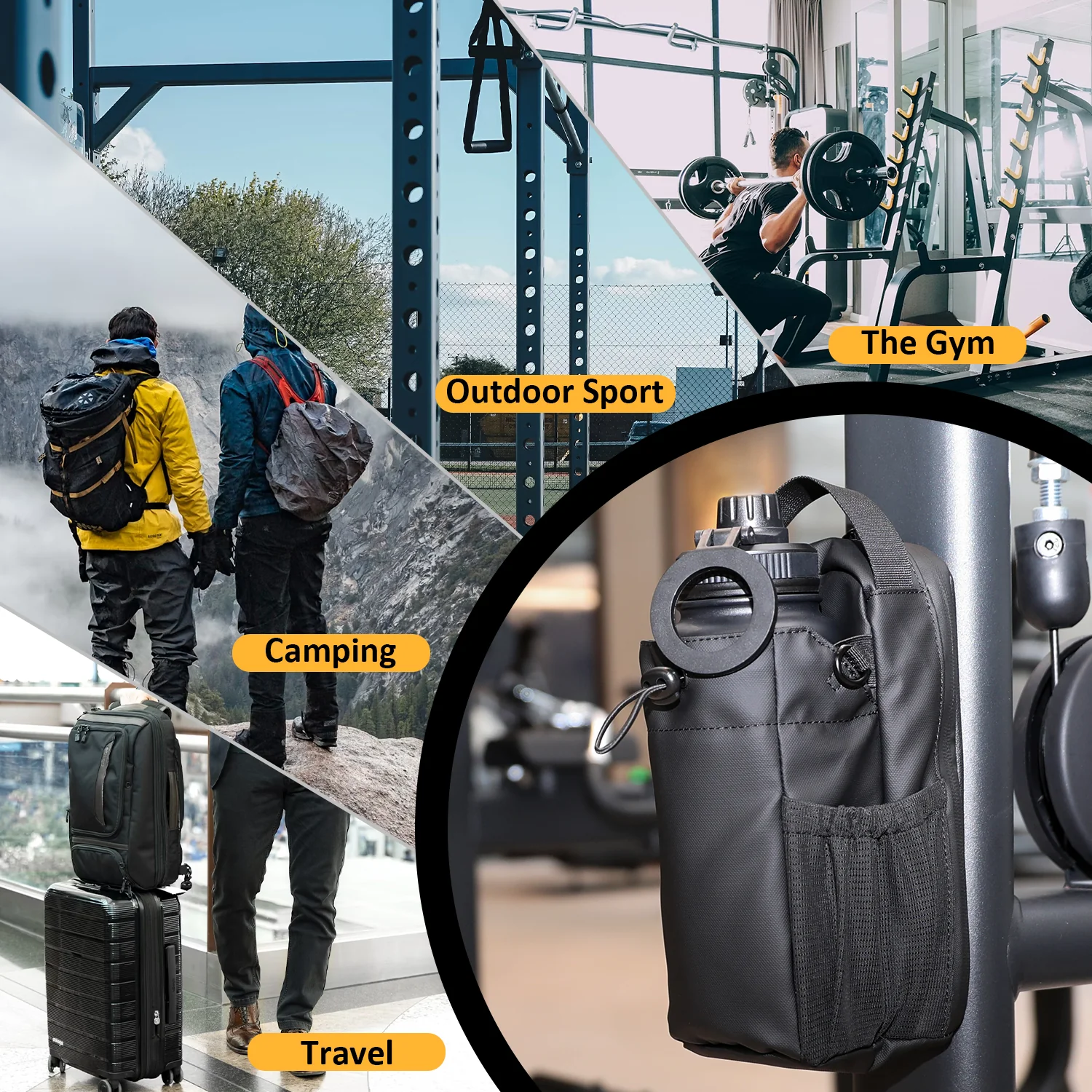 Magnetic Gym Bag With Water Bottle Holder