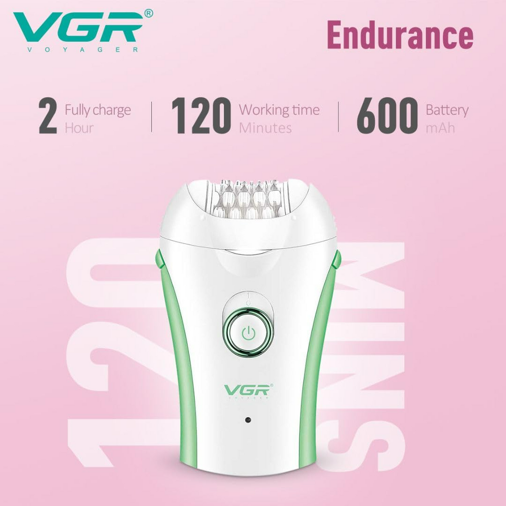 VGR Compact Professional Cordless Women Epilator for different body areas for gentle hair removal