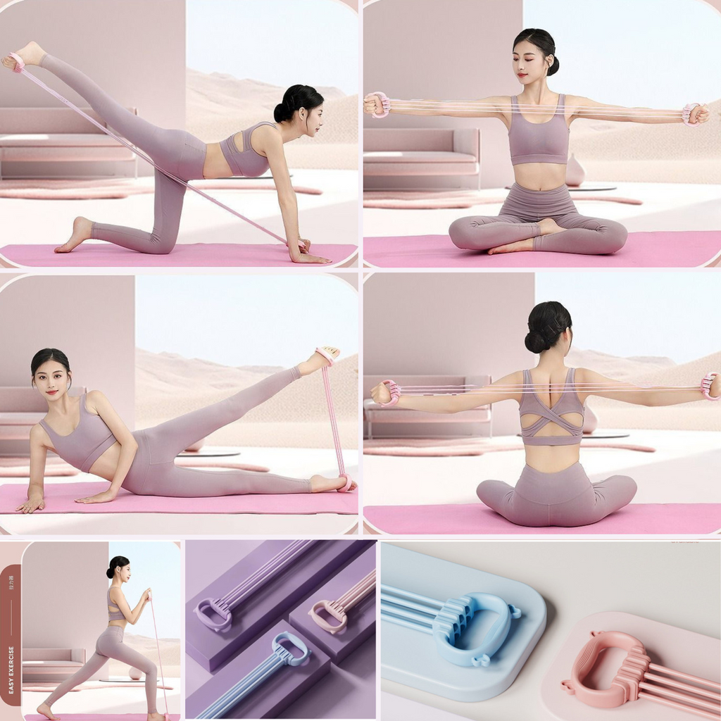 6-Tube Elastic Resistance Band Sit-Up Pull Rope – Multi-Function Resistance Band Resistance Tube