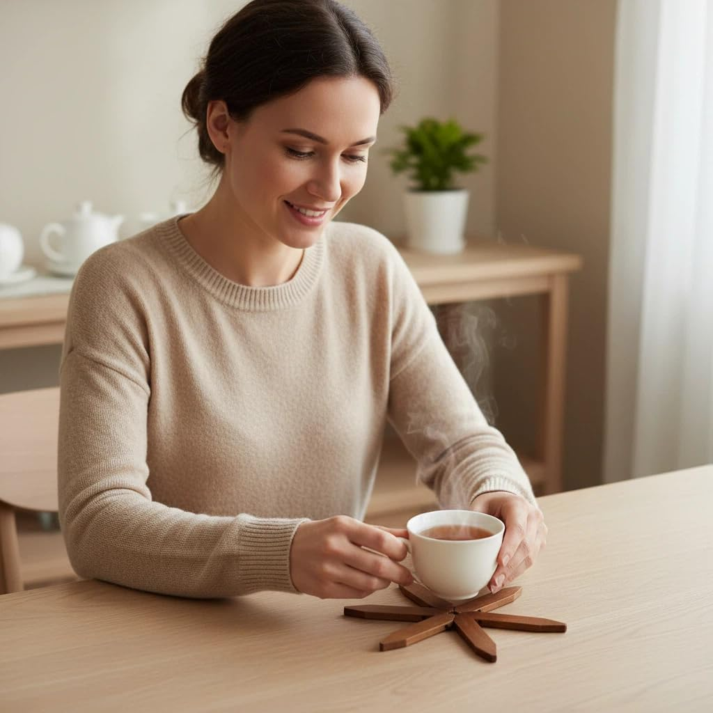 Walnut Wooden Tree Table Mat,Foldable Trivets