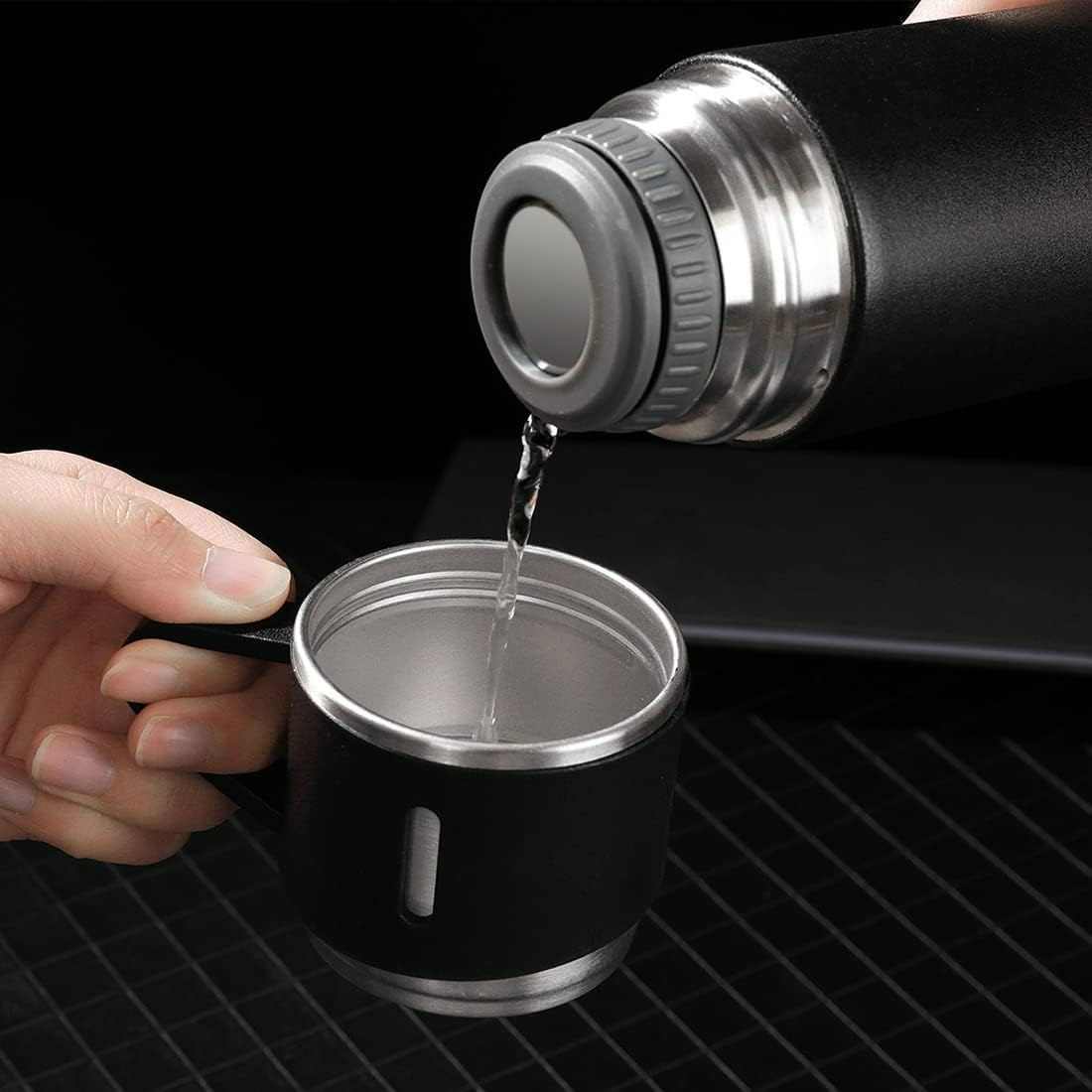 Thermos With Cups Double Wall Stainless Steel 500ml Vacuum Flask