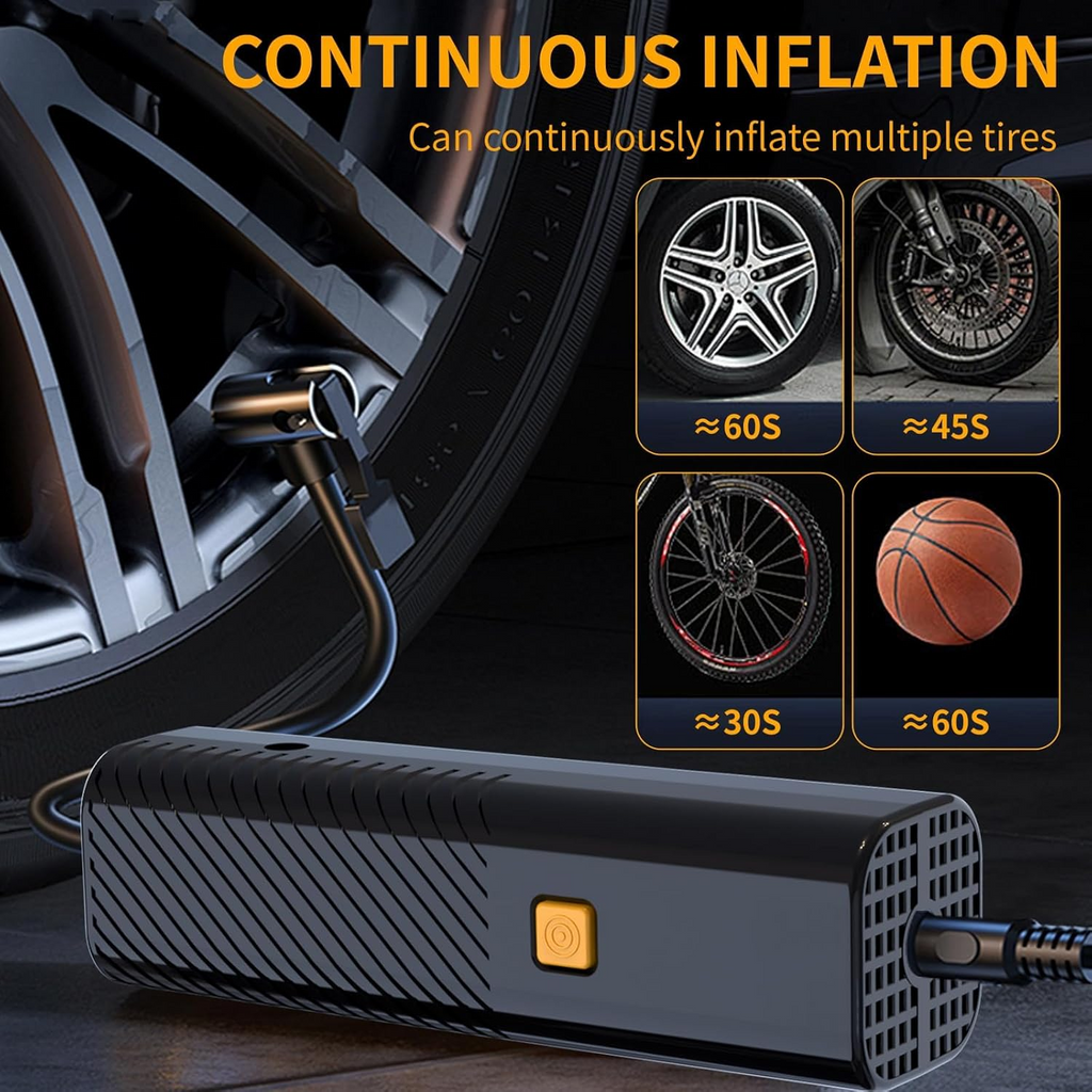 Tire Inflator Portable Air Compressor - Air Pump for Car Tires with Tire Pressure Gauge