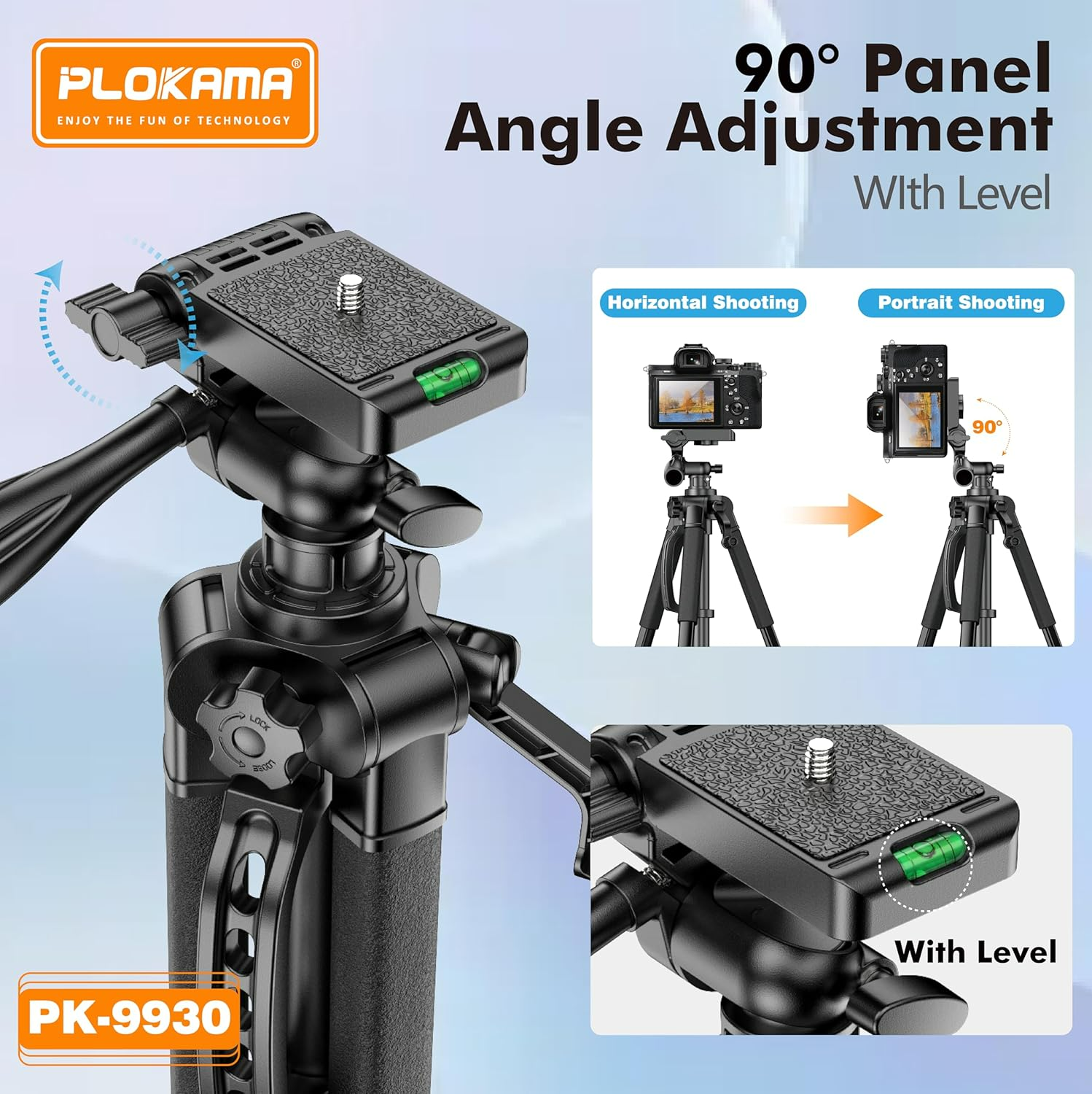 PLOKAMA Professional Tripod 150cm – 360° Rotation with Bluetooth Remote
