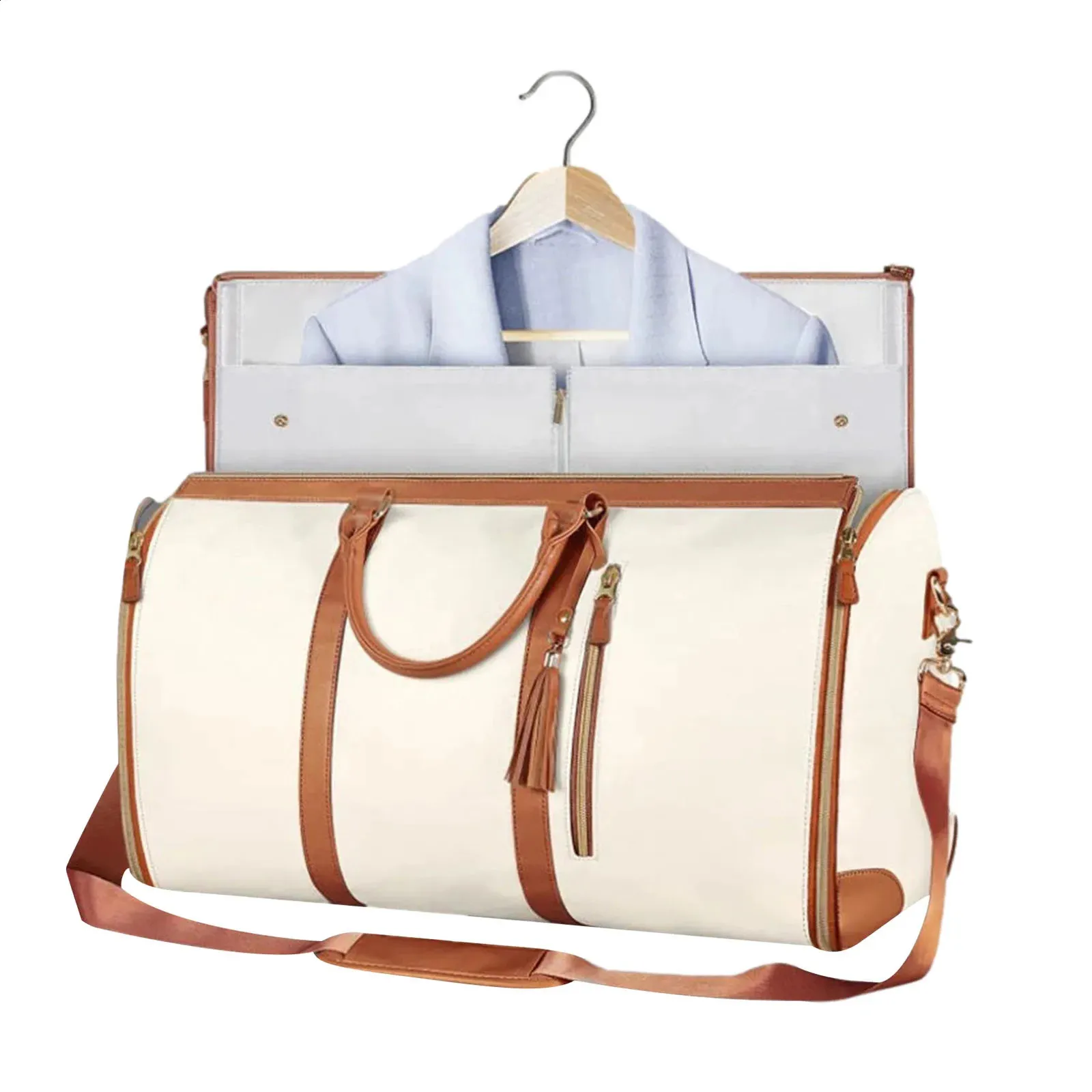 8 in 1 Travel Storage Bag Leather Travel Duffel Bag with Shoulder Strap