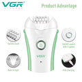 VGR Compact Professional Cordless Women Epilator for different body areas for gentle hair removal