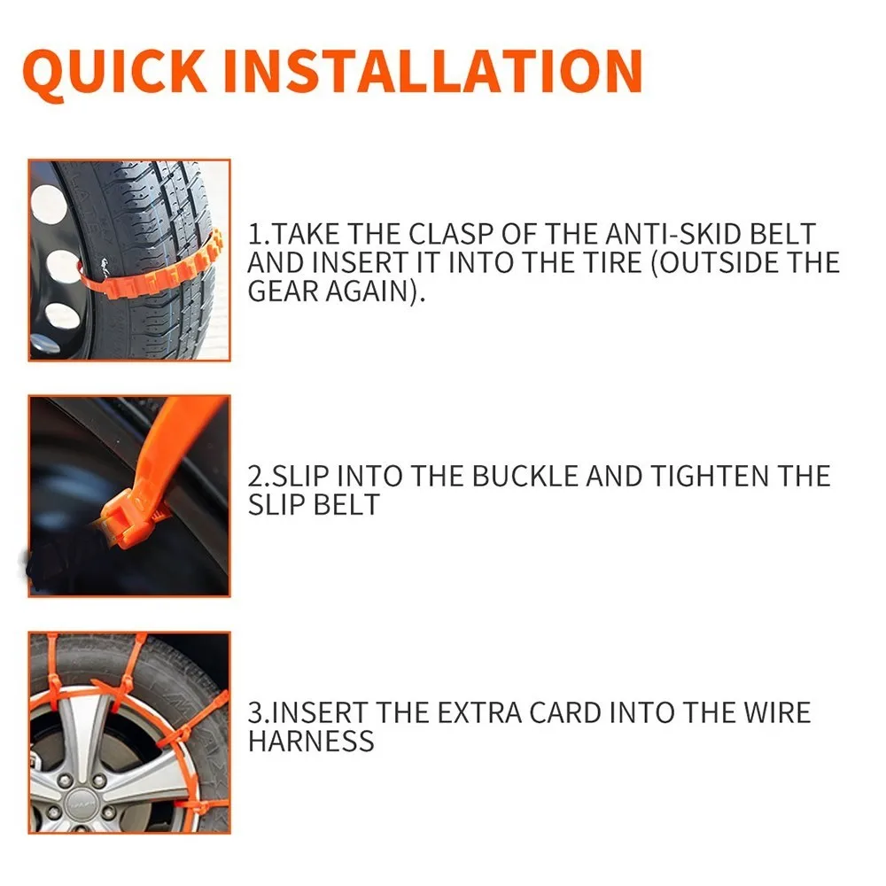 10 Pieces Car Tire Anti-Slip For Snow Ice Mud