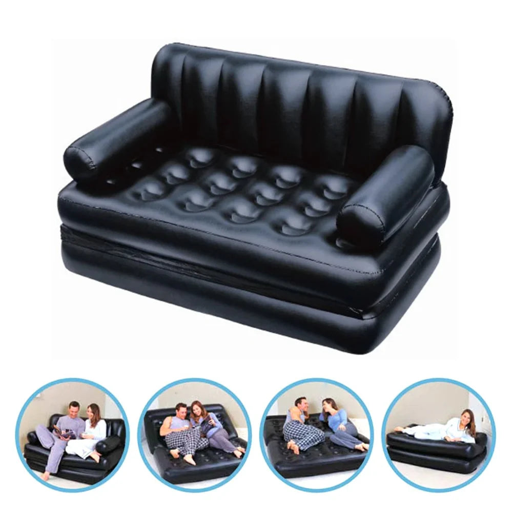 5-In-1 Double Multifunction Inflatable Fashion Air Sofa Queen Double Bed Mattress (L188 x W152 x H64)cm