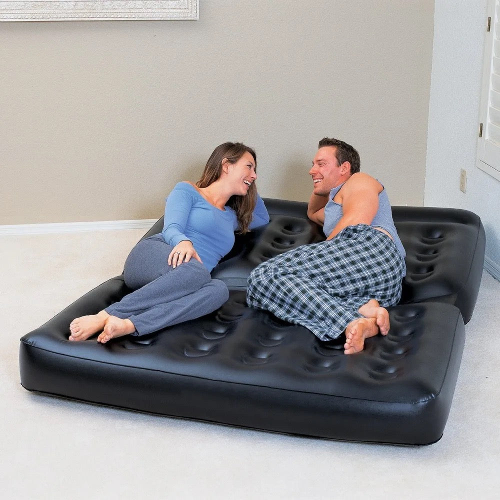 5-In-1 Double Multifunction Inflatable Fashion Air Sofa Queen Double Bed Mattress (L188 x W152 x H64)cm