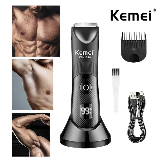 Waterproof Body Groomer With Skin Friendly Blades Kemei Hair Trimmer
