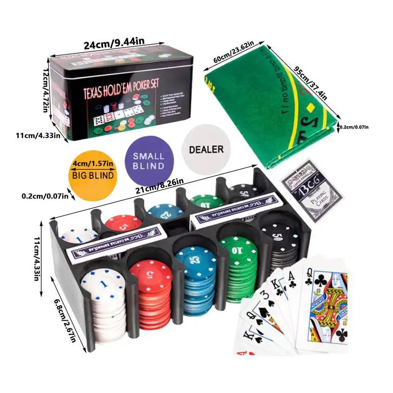 Texas Hold'em Poker Set 200 Pcs with Mat