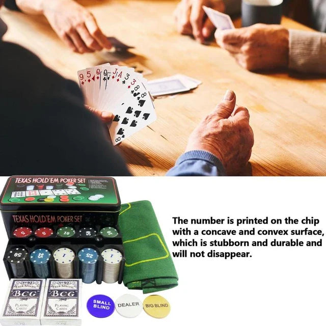 Texas Hold'em Poker Set 200 Pcs with Mat