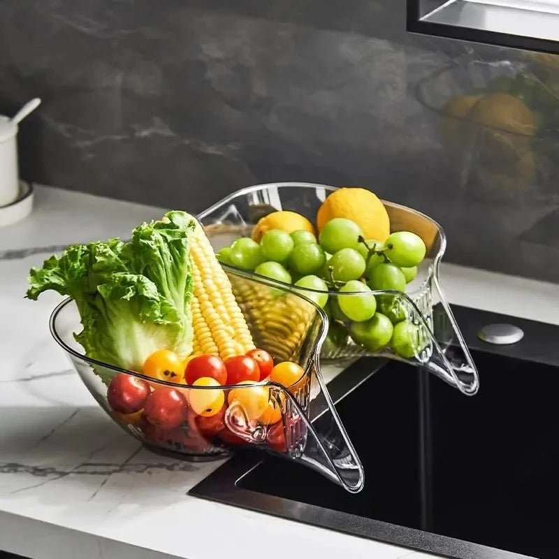 Basket Bowl Multifunctional Vegetable Washing Fruit Dry Wet Separation Kitchen Tool