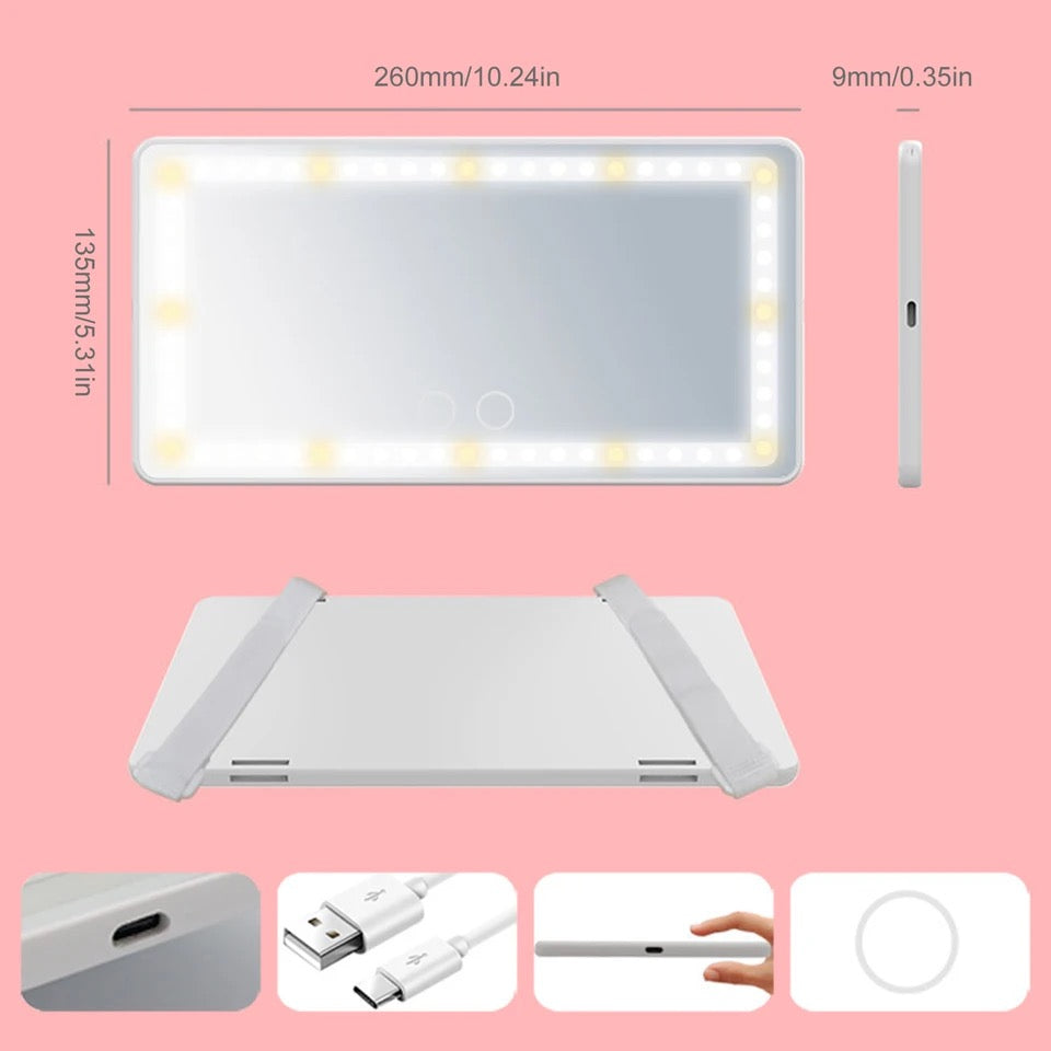 Car Mirror Vanity Led Rechargeable 3 Color