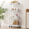 Multifunctional Floor Storage Shelves Rack Organiser with Wheels 4-Layer White
