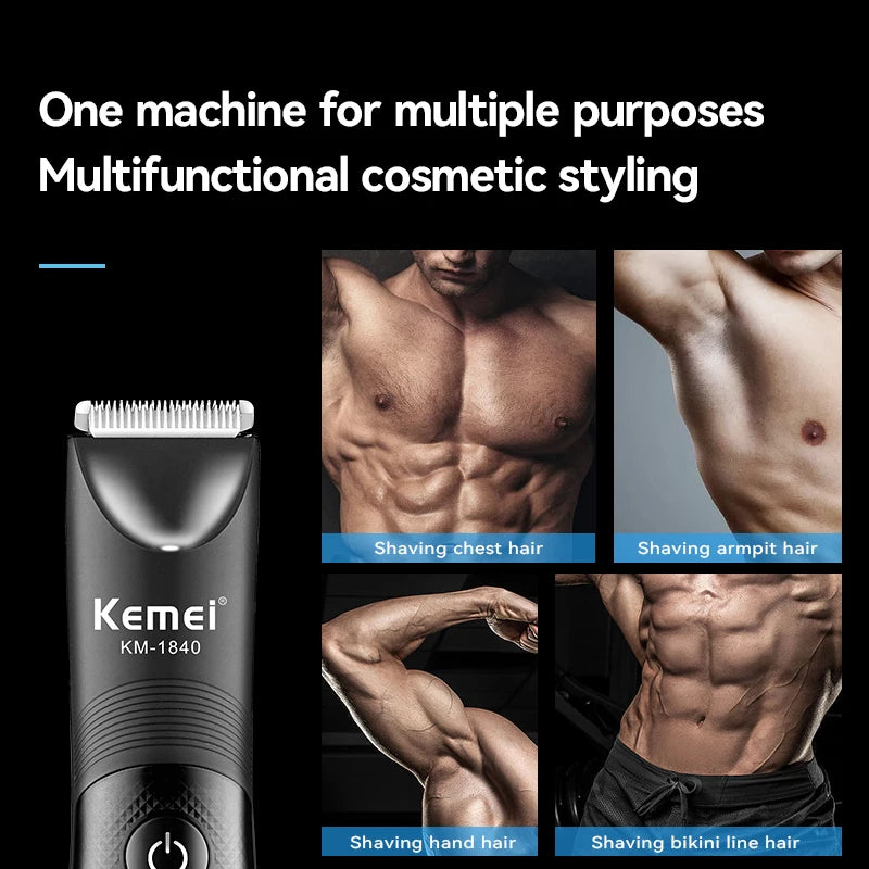 Waterproof Body Groomer With Skin Friendly Blades Kemei Hair Trimmer