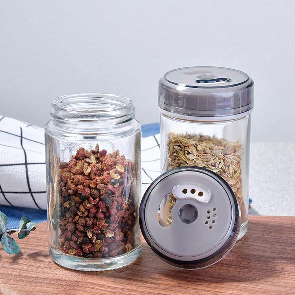 6-Jar Revolving Spice Rack Organizer with Rotating Stand and Salt & Pepper Shakers