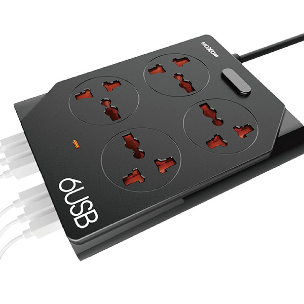 Moxom 4 Power Socket with 6 USB ports for fast charging