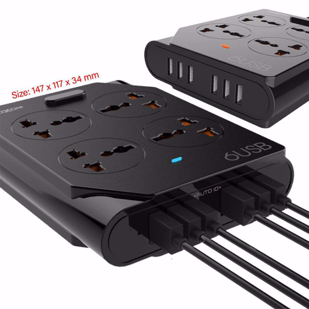Moxom 4 Power Socket with 6 USB ports for fast charging