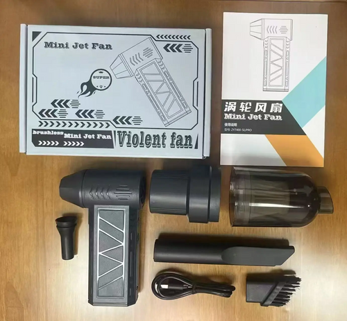 130,000 RPM Turbo Jet Fan - Handheld Air Blower & Vacuum with LED Power Display