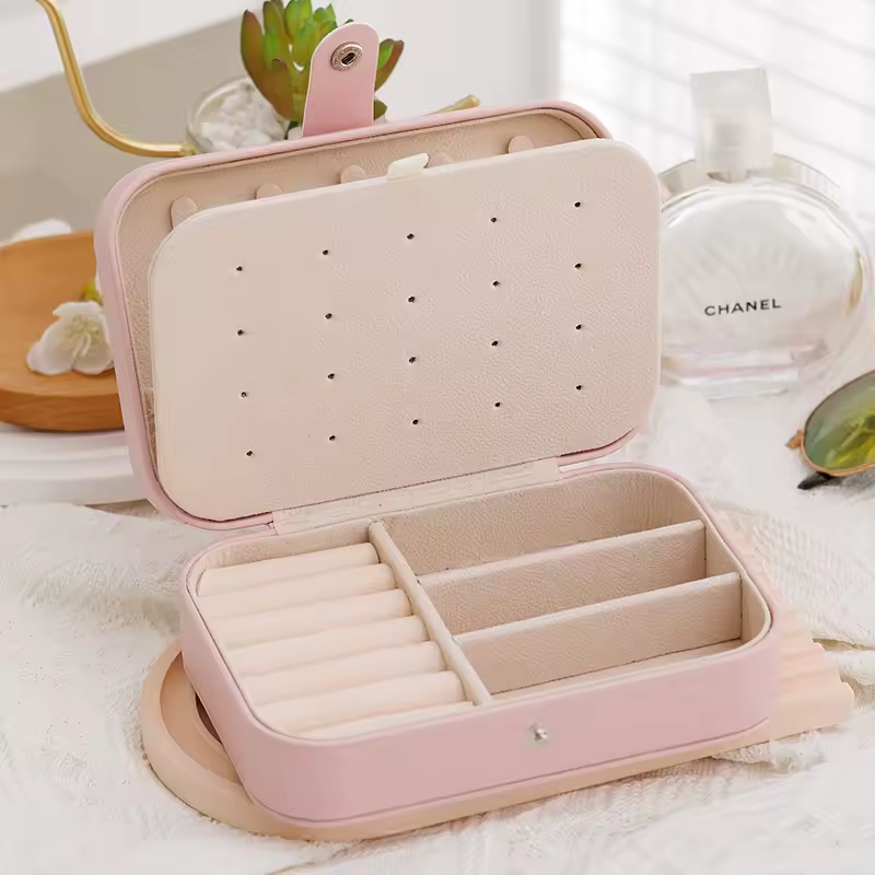 Portable PU Leather Jewelry Case Organizer Storage Display Holder